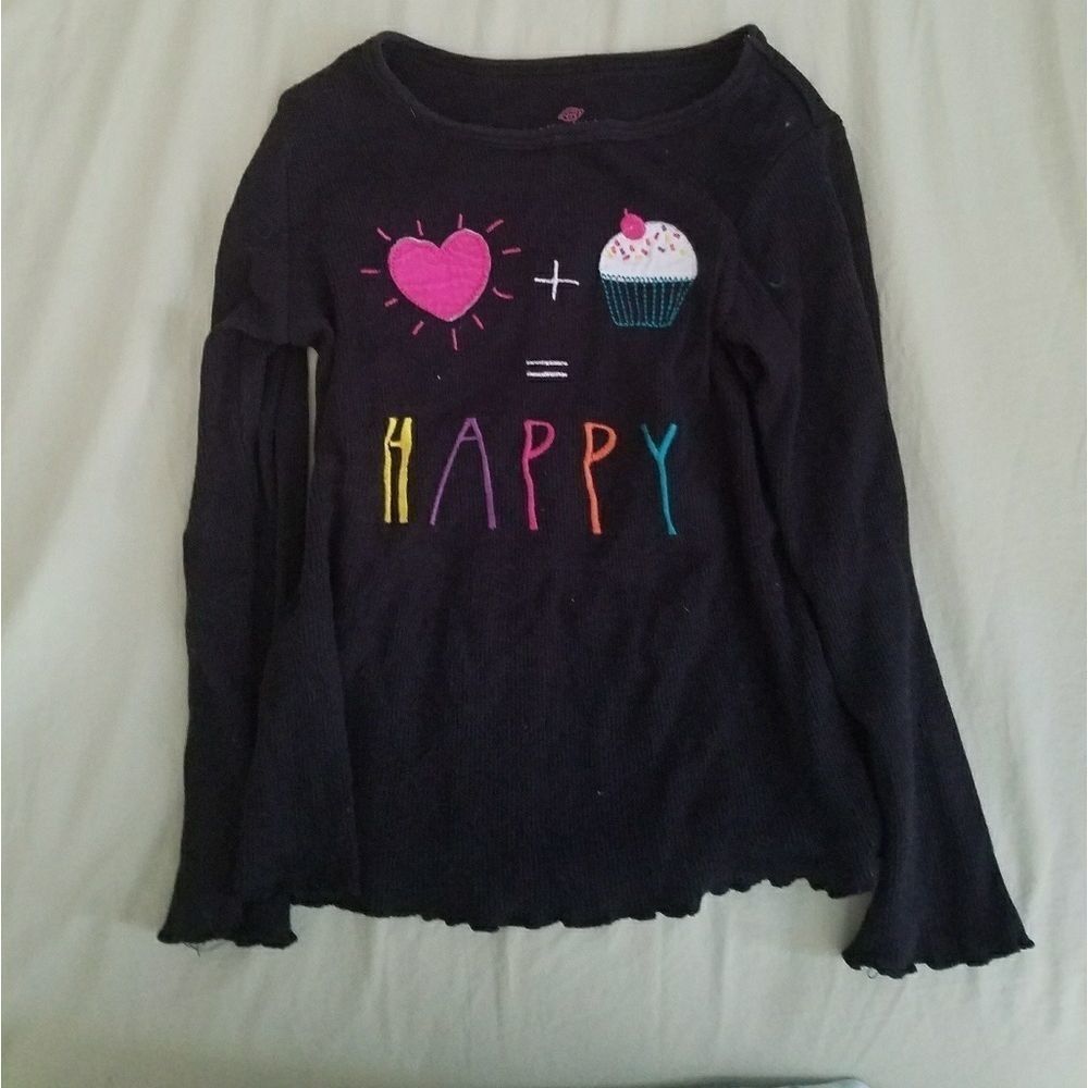 Okie Dokie Girls Long Sleeve Top – Black Shirt Size 4T Casual Cotton Tee